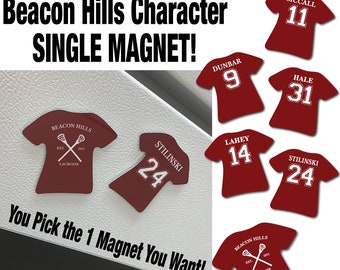 Single 1 ONE Beacon Hills Lacrosse Teen Wolf Jersey T-Shirt Magnet McCall Stilinski Dunbar Lahey Hale Sublimatable Magnet Refrigerator