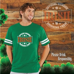 Official Member Irish Drinking Team Adult Football Fine Jersey Tee / St ...