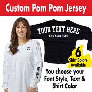 BOXERCRAFT Custom Pom Pom Jersey /Personalized Billboard Shirt /Spirit Wear /Gifts for Her /Team Camaraderie /Cheer /Bachelorette /Vacation