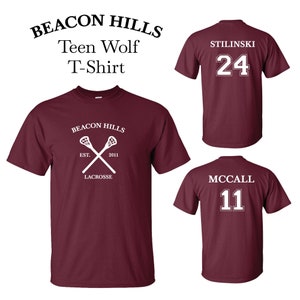 Teen Wolf Beacon Hills Lacrosse Unisex T-shirt Short Sleeve Sports Scott McCall 11 t shirt Stiles Stilinski 24 Lacrosse tee shirt Whittemore