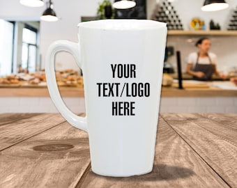 Personalized 17oz. Ceramic Latte Mug White with Handle - Add your own text, logo, image, artwork, design / Create Your Own / Custom Mug