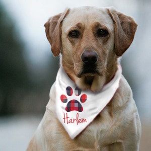 Custom Dog Bandana / Dog accessories / Dog Paw Print / plaid Dog Bandana / Flannel Personalized bandana