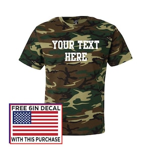Custom Camo Crewneck T-Shirt hunting tee work out shirt gym workout southern personalized tshirt custom shirt make your own shirt country