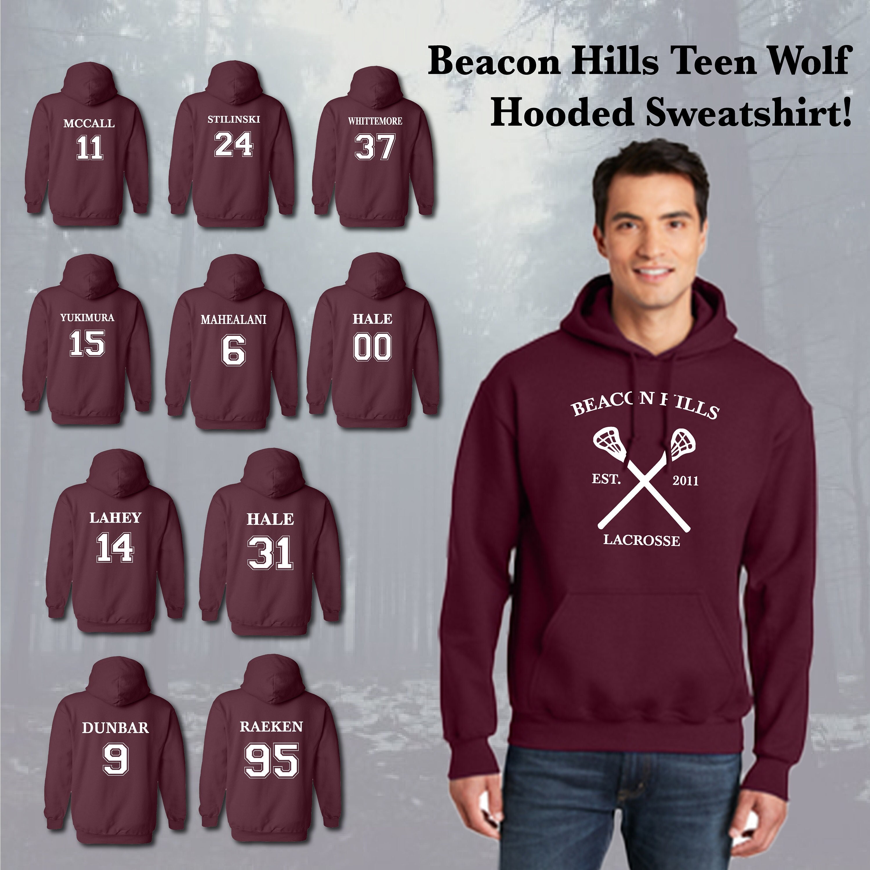 Beacon Hills Lacrosse Hoodie Teen Wolf McCall Stilinski Lahey Unisex  Sweatshirt. 