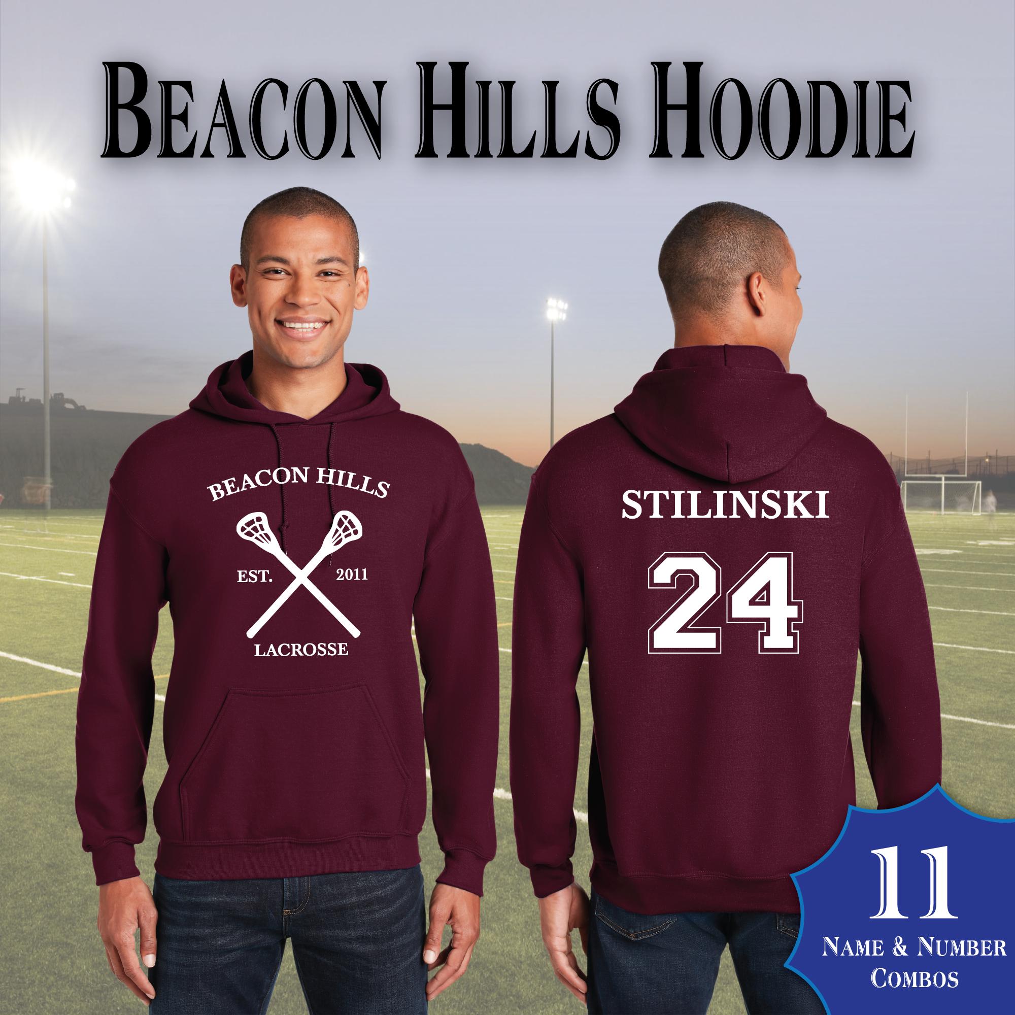 Beacon Hills Teen Wolf Lacrosse Hooded Sweatshirt Maroon Sports