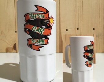 Irish Car Bomb Sublimation Ceramic 18oz Beer Stein Drink Ware St. Patrick's Day Beer Glass St. Patty's Day Drink Drank Drunk Jager Bomb