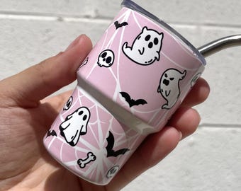 Pink and Spooky Mini Tumbler / 3oz Shot Glass / Cute Ghosts