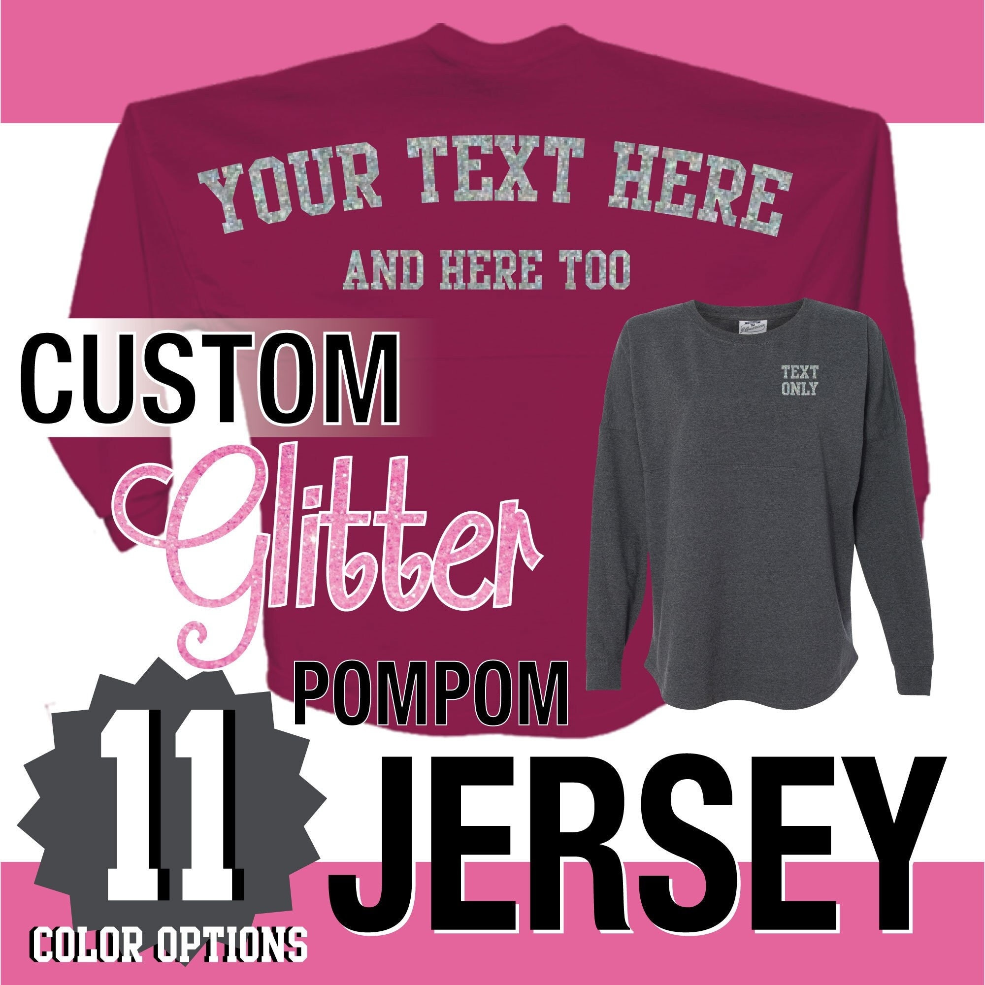 専用♡レア♡２点セット♡アメリカンチェリー上下セット♡ピンク J America Custom GLITTER Pom Pom Shirt / Personalized