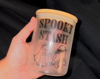 Spooky Stash Jar / 11oz / Glow in the dark / Halloween