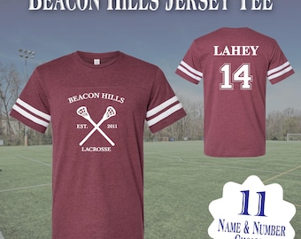 Beacon Hills Lacrosse Teen Wolf Adult Football Fine Jersey Tee Stiles Stilinski Scott McCall Isaac Lahey Lacrosse Football Style