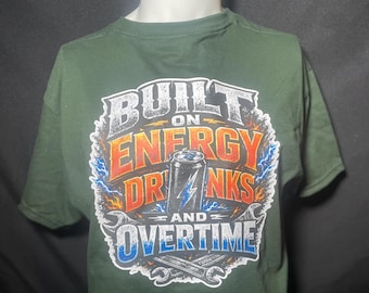 Energy Drinks and Overtime tee / Blue collar / Men's gifts