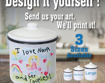 Customize your canister with lid using your own art, child's art, photo or text / Personalized Gift / Family Gift / Make it uniquely yours