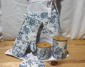 Blue Floral Kitchen Set / Beautiful floral design / Buy as a set or individually!