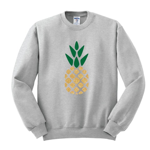 Glitter Pineapple Crewneck Pineapple Print Sweatshirt Pineapple Gold Glitter Crew Neck Tumblr Glitter Shirt Spring Pineapple Comfy Shirt Etsy