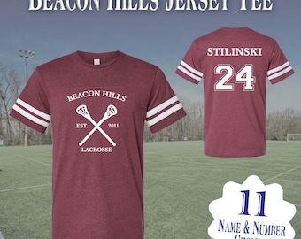 Beacon Hills Lacrosse Teen Wolf Adult Football Fine Jersey Tee Stiles Stilinski Scott McCall Isaac Lahey Lacrosse Football Style