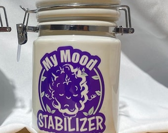Mood Stabilizer PURPLE / Weed jar / Smell proof / Ceramic / FREE STICKER