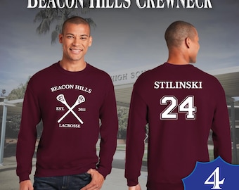 TEEN WOLF Beacon Hills Lacrosse Crewneck / Sports Scott McCall 11 Crewneck Stiles Stilinski 24 Lacrosse Crewnecks / TV Shows / Lahey / Hale