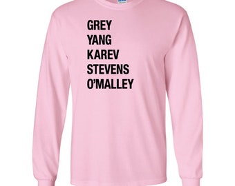 Grey Yang Karev Stevens O'Malley Unisex Long Sleeve T-Shirt / Greys Anatomy Beautiful Day to Save Lives / Meredith Grey Cristina Yang /