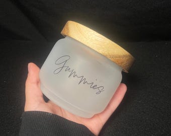 Gummies Storage jar / Sealed / Bamboo lid / frosted