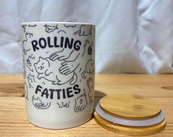Catnip Rolling Fatties Jar / Bamboo / Cat weed / 25oz