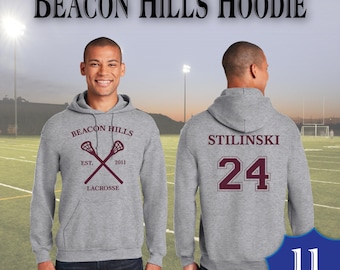 Beacon Hills Teen Wolf Lacrosse Hooded Sweatshirt Grey-Maroon Sports Scott McCall 11 Hoodie Stiles Stilinksi 24 Lacrosse Hoodie