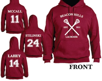 Beacon Hills Teen Wolf Lacrosse Hooded Sweatshirt Sports Scott McCall 11 Hoodie Stiles Stilinksi 24 Lacrosse Hoodie