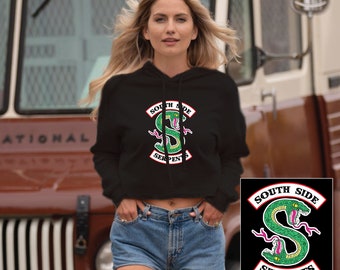Flyself Riverdale Southside Serpents Stampat Crop Top T-Shirt e Shorts Girocollo Manica Corte Casuale Hip Pop Tops e Pantaloncini Magliette per Donne e Ragazze Estate Tumblr