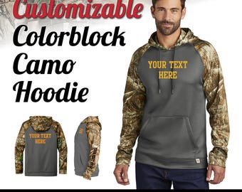 Customizable Colorblock Camo Hoodie / Hunting season / Grey / Realtree edge / Statement / Trendsetter / Personalized Gift / Unisex / Magnet