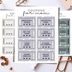 Carnet de coupons numérique pour maman - Coupons pour maman - Coupons imprimables pour la fête des Mères - Coupons-cadeaux pour l&#39;anniversaire de maman - Cadeau pour maman et enfant