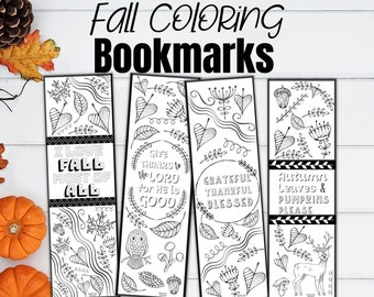 Fall Coloring Bookmarks: Scripture & Quotes (Printable PDF)
