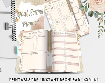 Goal Setting Planner | Goal Planner | Goal Tracker | Goal Tracker Printable | A4 | 6x9 | Instant Download