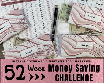 52 Week Money Saving Challenge System, 1,378 Savings Tracker, Emergency Fund Printable, Printable Savings Challenge chart