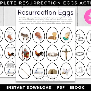 RESURRECTION Eggs Printable, Easter Bible Games, Easter Printable Game For Kids, Easter Advent, Easter Story Eggs image 1