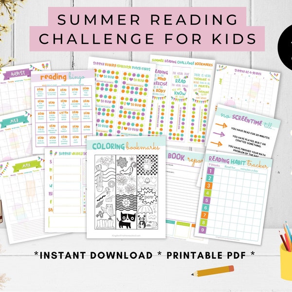 Printable Summer Reading Challenge Binder - Printable Reading Challenge for Kids - Digital Kids Summer Reading Challenge
