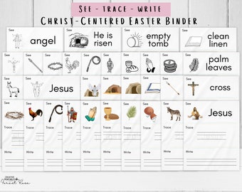 Christ-Centered Easter Words Tracing Binder, Easter Printables for Preschool,  Easter Advent, Tracing Worksheets, Easter Worksheets