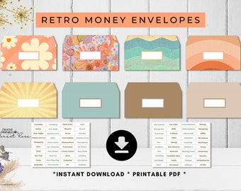 RETRO Printable Cash Envelopes | Retro Money Envelope System | Budget Envelopes