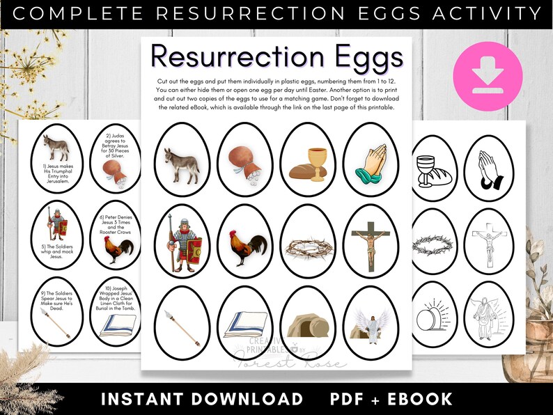 RESURRECTION Eggs Printable, Easter Bible Games, Easter Printable Game For Kids, Easter Advent, Easter Story Eggs image 1