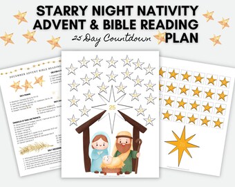 STARRY NIGHT NATIVITY Advent and Bible Reading Plan for Kids, Christmas Advent, Christmas Bible Reading Plan for Families, Advent Countdown