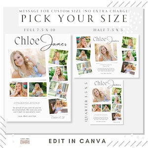 Editable Yearbook Ad Templates | Full, Half and Quarter Page | Canva Graduation Tribute Page | Personalized Senior Yearbook Ads