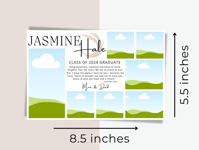Yearbook Ad Template, Half Page, Edit with Canva, Editable Layout, High School Grad, Modern photos Senior Graduate 2024 8.5x5.5
