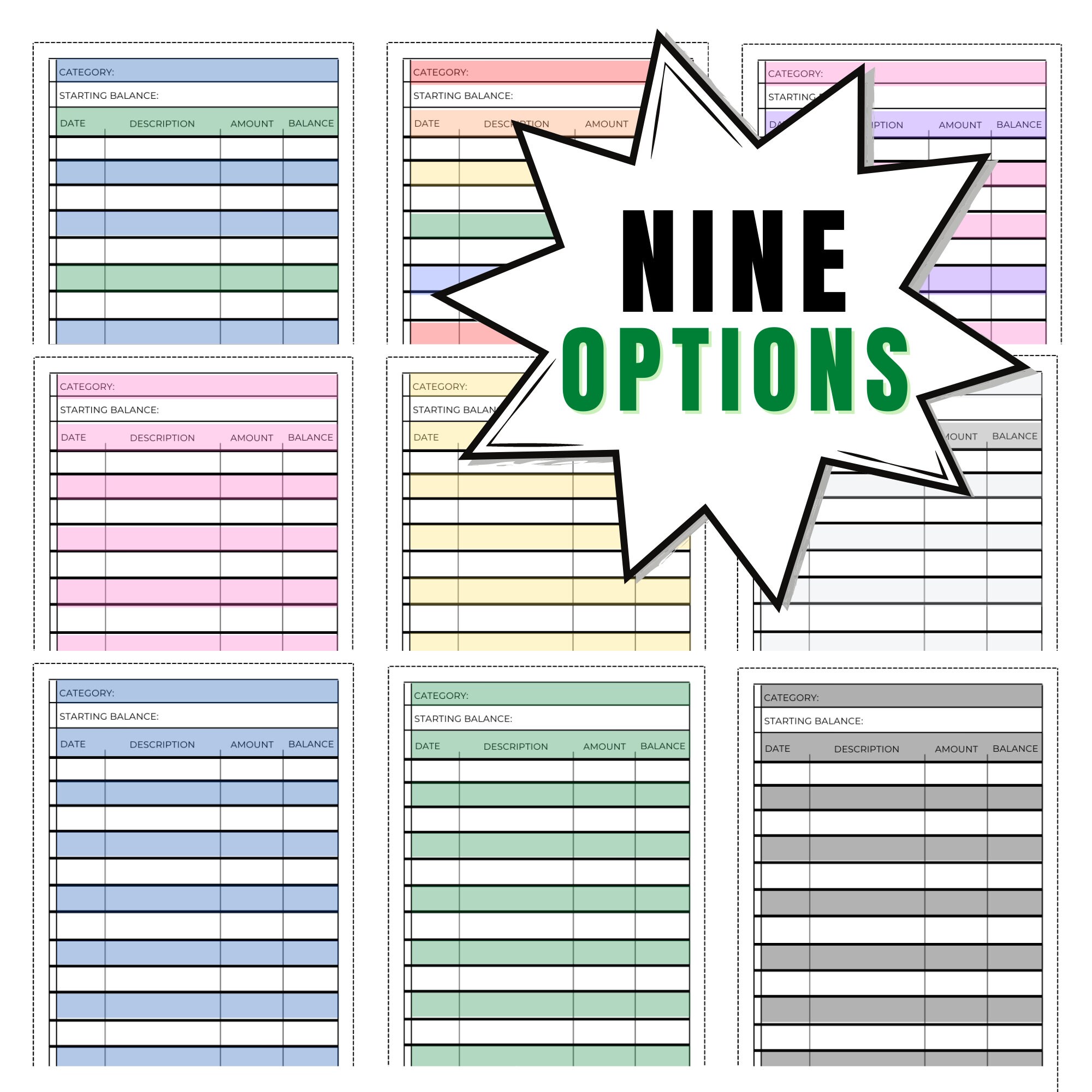 cash envelope tracker printable