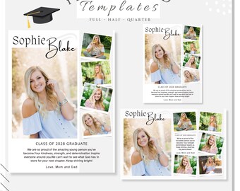 Editable Yearbook Ad Templates | Full, Half & Quarter Page | Graduation Tribute | Personalized Senior Ads (Canva Template)