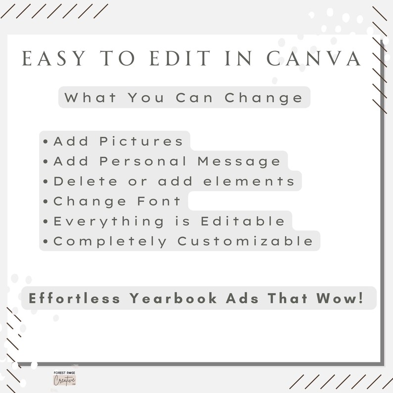 Editable Half Page Yearbook Ad Template, DIY Personalized, High School Grad, Modern Graduate Yearbook Ad (Canva Template) image 8