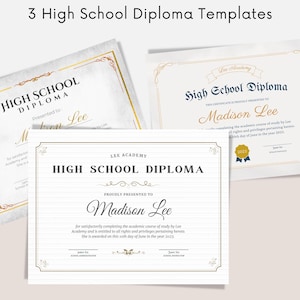 Bearbeitbare Abitur-Vorlage, Abschluss-Vorlagen-Bundle, Homeschool-Diplom - Printable & Editable | Canva Vorlagen für ein Diplom