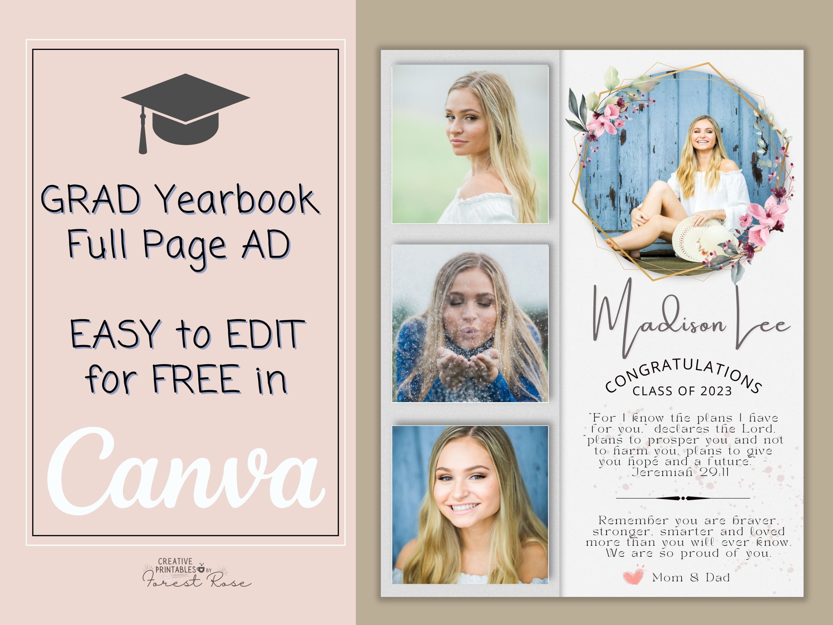 Full Page Yearbook Ad Template Canva, Graduation , Edit With Canva Full Page Yearbook Ad Template Canva, Graduation , Edit With Canva