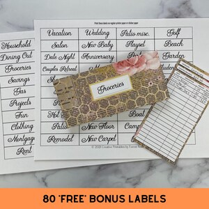 Vintage Bee Printable Cash Envelopes Cash Envelope Inserts Money Envelope System Printable Transaction Registers Budget Tracker image 4