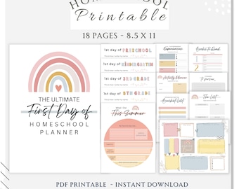 Printable First Day of Homeschool Planner | Homeschool Journal Keepsake | 18 Page PDF | First Day Interview Pages | Instant Download