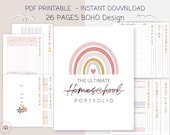 Printable Homeschool Portfolio pages - Portfolio - Homeschool planner pages - BOHO Homeschool Portfolio Binder
