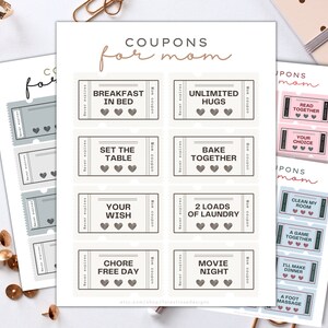 Carnet de coupons numérique pour maman - Coupons imprimables pour la fête des Mères - Coupons pour maman - Coupons-cadeaux pour la fête des Mères - Cadeau pour maman et enfant