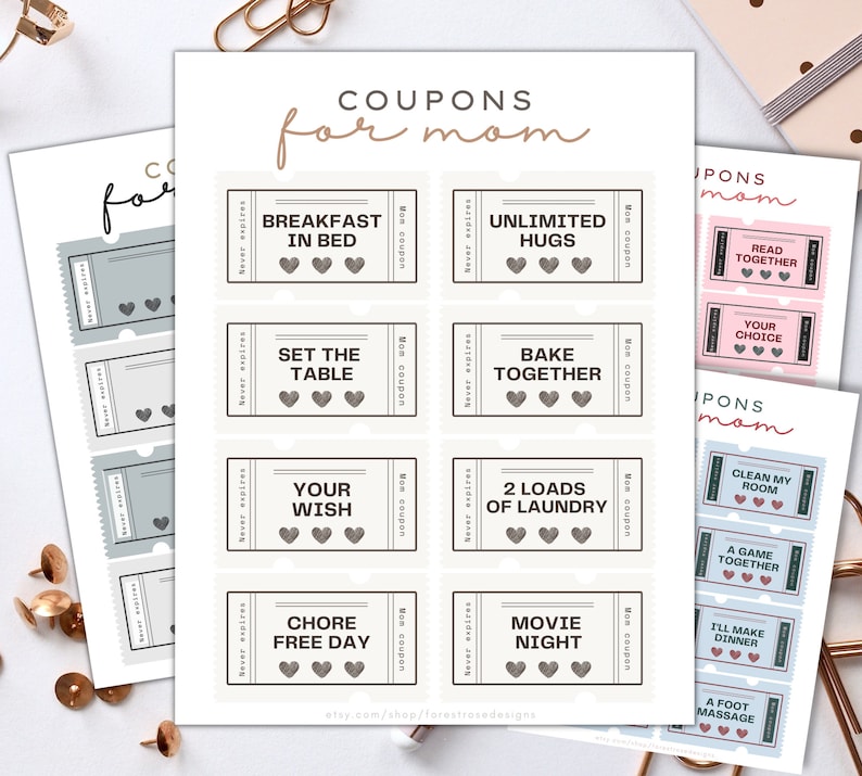 Digital Coupon Book for Mom - Printable Mother's Day Coupons - Coupons ...